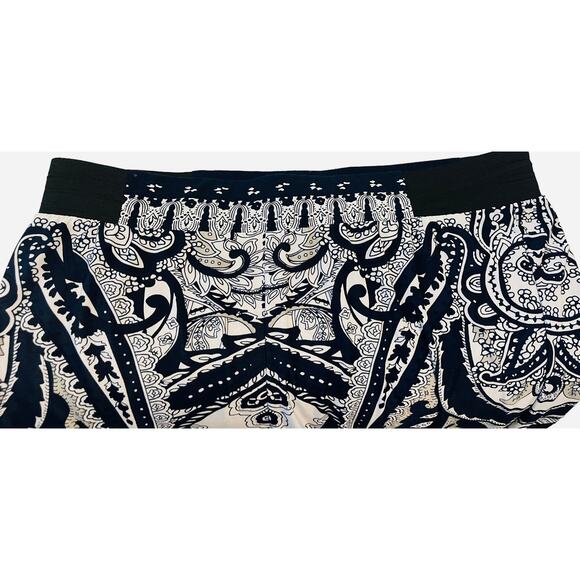 I.N.C. HIGH-RISE WIDE-LEG PULL-ON BOHO PANTS, WOMENS, L-NAVY BEIGE WHITE PAISLEY - Picture 2 of 9